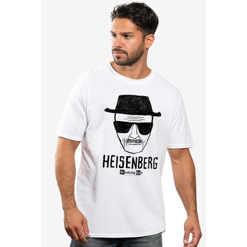 Image of Breaking Bad Breaking Bad Men Heisenberg T-Shirt in White Size: Medium White M Male 5052777756258