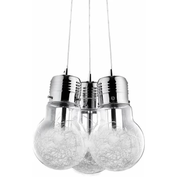 Image of Ideal Lux Lighting - Ideal Lux Luce Max - Light Bulb Shape Cluster Pendant 3 Light Chrome, E27