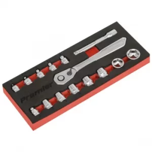 Image of Sealey AK5783 Low Profile Socket Set 15pc 1/4"Sq Drive Metric