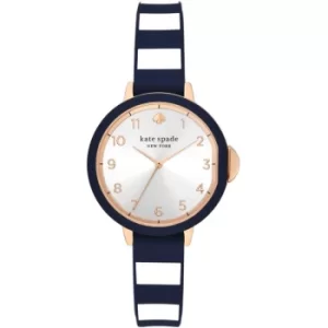 Image of Ladies Kate Spade New York Park Row three-hand stripe silicone watch