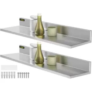 Image of VEVOR Stainless Steel Wall Shelf, 8.6'' x 30'', 44 lbs Load Heavy Duty Commercial Wall Mount Shelving w/Backsplash for Restaurant, Home, Kitchen,