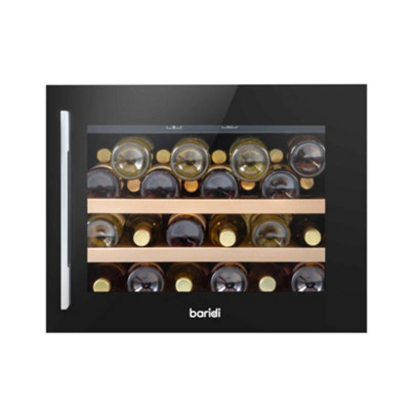 Image of Baridi 60Cm Built-in 28 Bottle Wine Cooler With Beech Wood Shelves, Black DH205