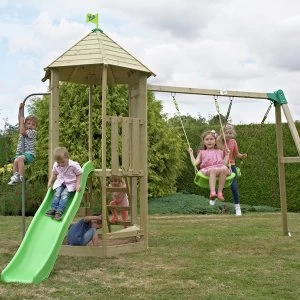Image of TP Castlewood Wooden Swing Set and Tower Slide
