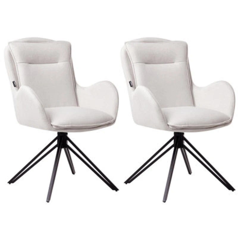 Image of Beliani Set Of 2 Dining Chairs Swivel Avelar Light Beige