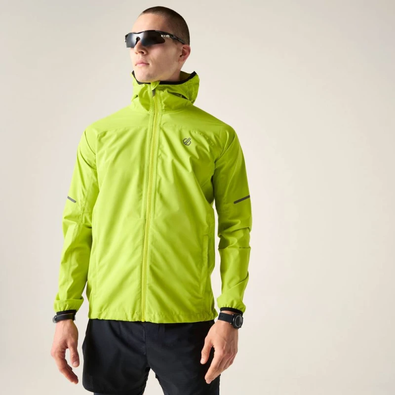 Image of Dare 2b Mens Ultra-Light Hooded Walking Waterproof Jacket in Bright Green Size: Medium Bright Green Male M