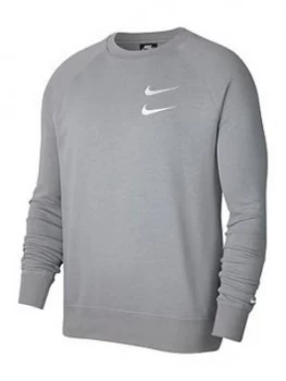 Image of Nike Sportswear Swoosh Crew - Grey/White