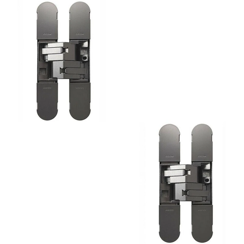 Image of Loops 2x 134 x 24mm Concealed Medium Duty Hinge Fits Unrebated Doors Matt Nickel Metallics