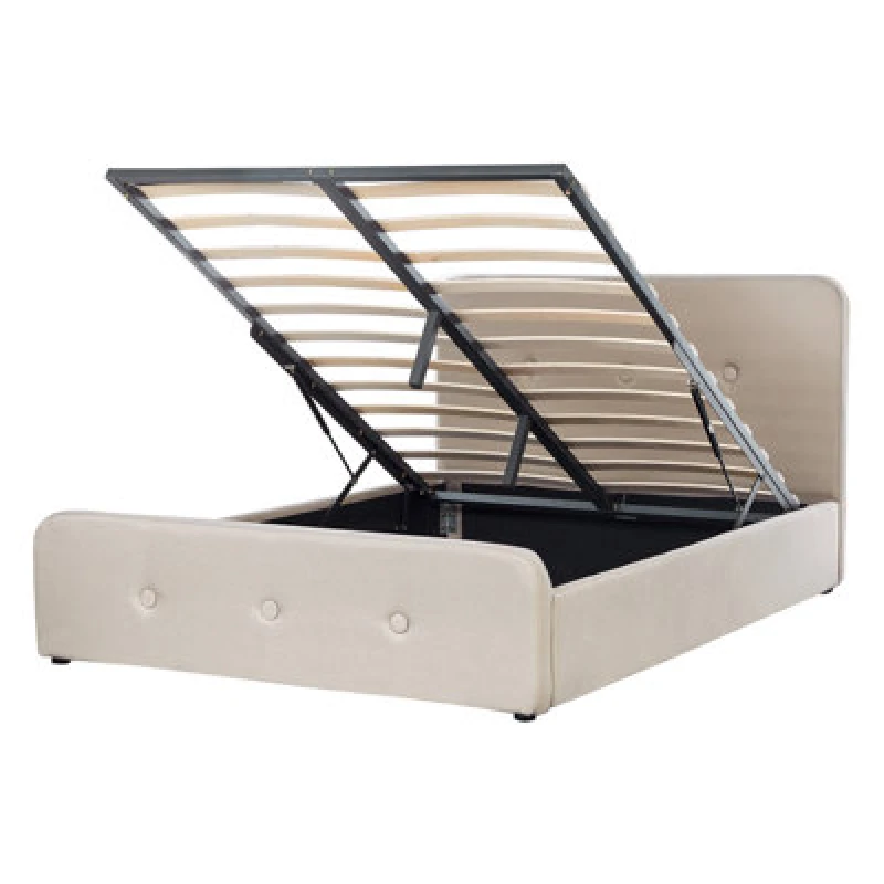 Image of Beliani Ottoman Bed Fabric Rennes 140 X 200 Cm (Eu Double) Beige