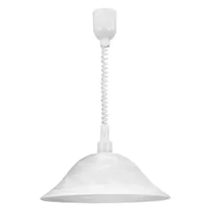 Image of Pendant Light Height Adjust Colour White Shade Glass Alabaster Bulb E27 1x60W