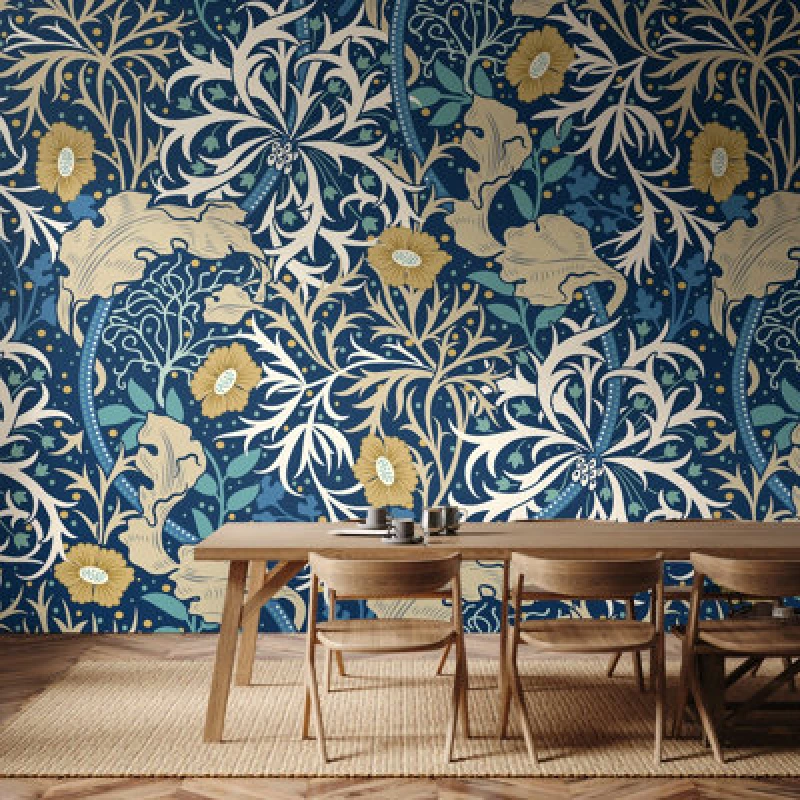 Image of Origin Murals Trailing Seaweed Garden - Ink And Petrol Matt Smooth Paste The Wall Mural 350Cm Wide X 280Cm High
