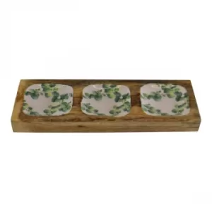 Image of Wood & Enamel 3 Portion Snack Serving Tray