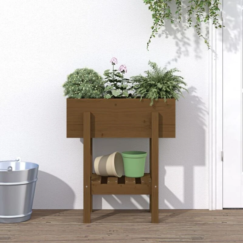 Image of vidaXL Garden Planter Honey Brown 62x30x69cm Solid Pine, Brown 825236