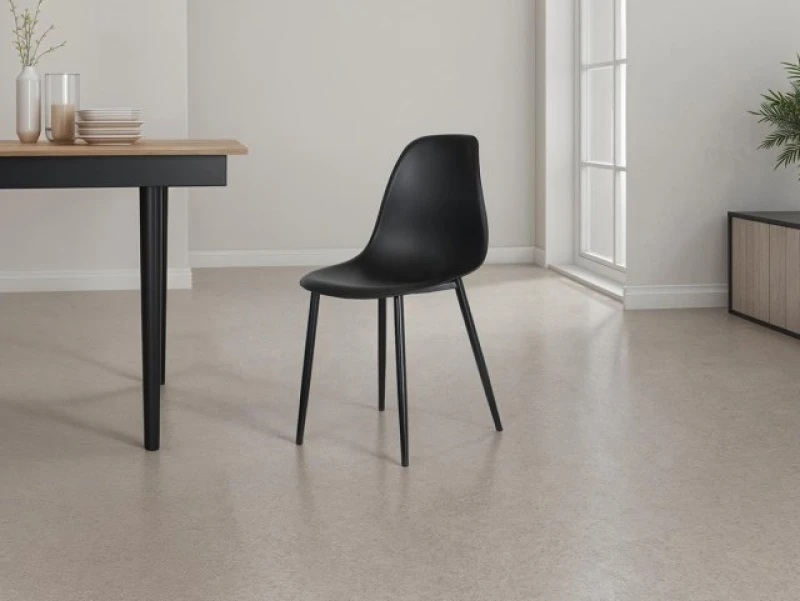 Image of Core Products Aspen Curve Chair, Light Grey Plastic Seat With Black Metal Legs (Pair) Black