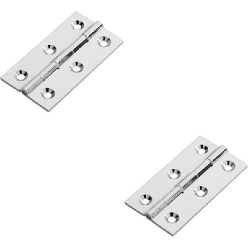 Image of Loops 2x PAIR 64 x 35 x 2mm Cabinet Hinge Polished Chrome Small Cupboard Door Multi
