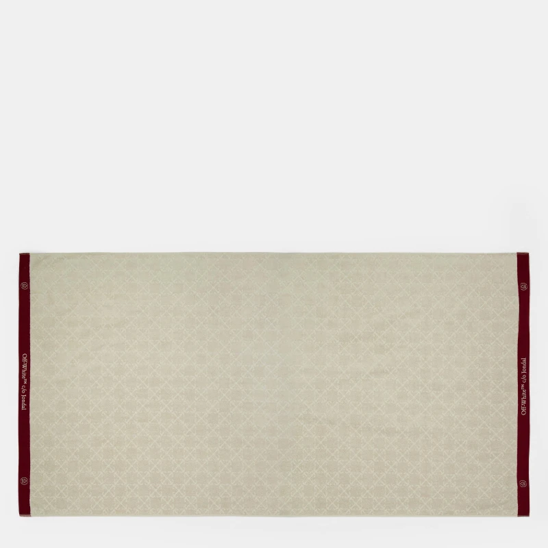 Image of Off White Towels Beige/Red unisex Beach Towl