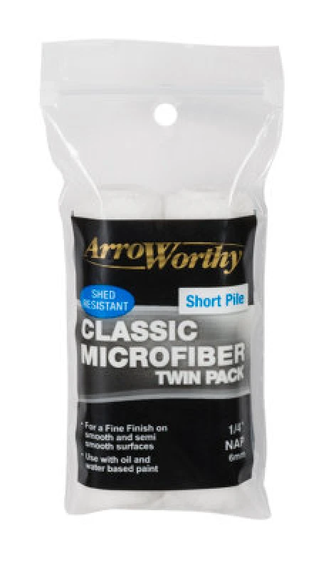 Image of Arroworthy Classic Microfiber Mini Roller Refill - Short Pile - 4" (2 Pack)