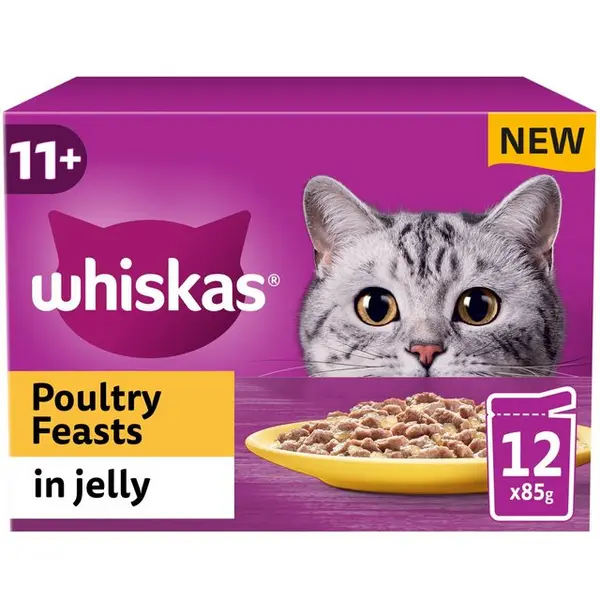 Image of Whiskas 11+ Senior Poultry Feasts in Jelly Cat Food 12 x 85g