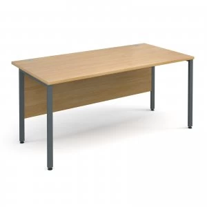 Image of Maestro 25 GL Straight Desk 1600mm x 800mm - Graphite H Frame OAK top