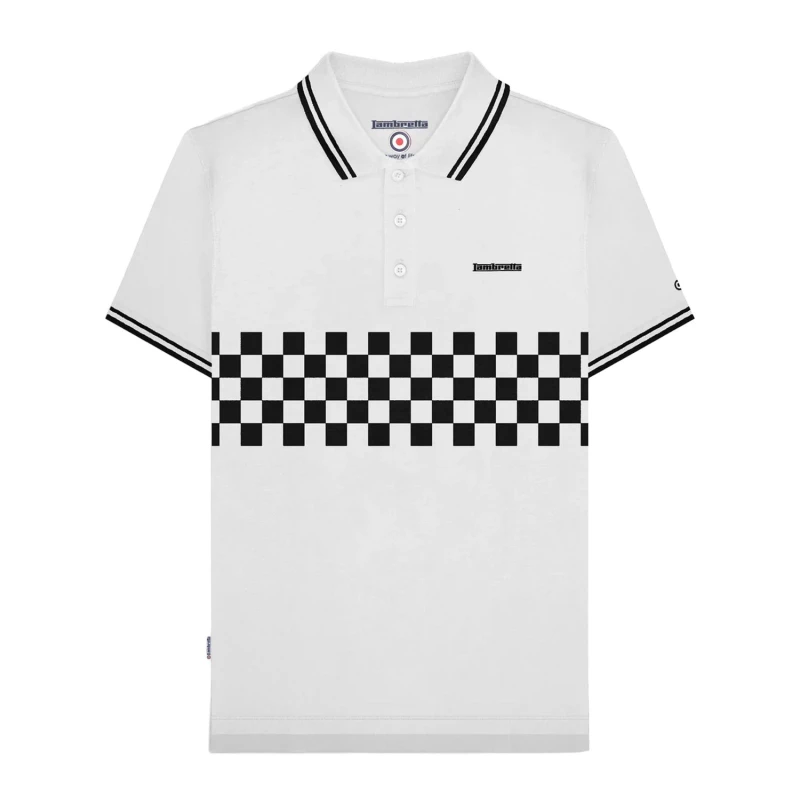 Image of Lambretta Lambretta Men SS25 Two Tone Tipped Polo Shirt in White Size: Small White S Male 5063703660624