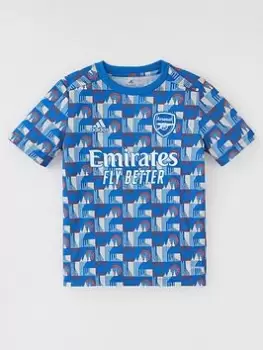 Image of adidas Junior 21/22 Arsenal Pre Match Shirt, Blue, Size 7-8 Years