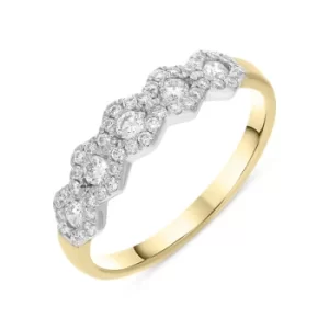 Image of 18ct Yellow Gold 0.43ct Diamond Half Eternity Cluster Ring