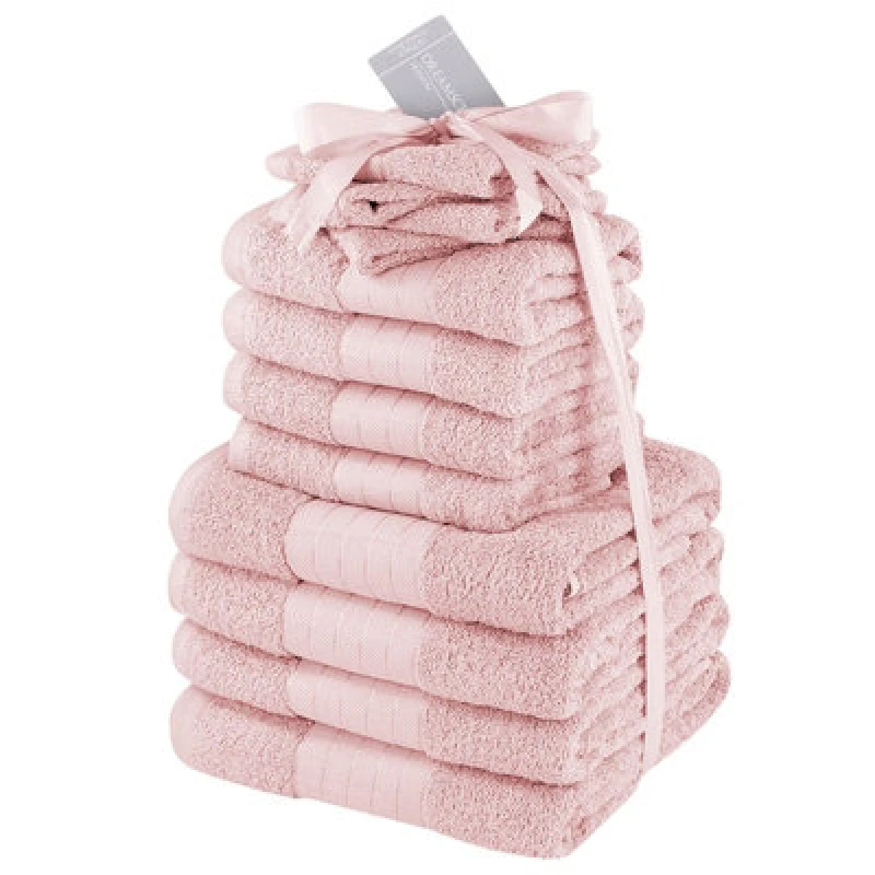 Image of Dreamscene Dreamscene Luxury 100% Cotton 12 Piece Bathroom Towel Bale Set in Light Pink Size: Bath Towel Light Pink Bath Towel Unisex 5027434002917