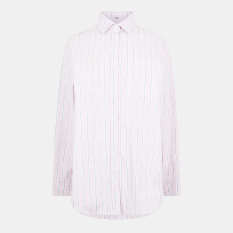 Image of Jack Wills Womens Long-Sleeve Poplin Patterned Shirt Pink Stripe female 6 (2XS)