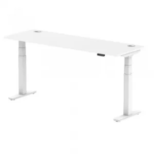 Image of Air 1800 x 600mm Height Adjustable Desk White Top Cable Ports White Leg
