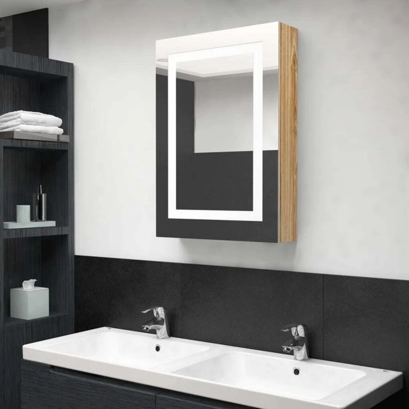 Image of VIDAXL LED Bathroom Mirror Cabinet Oak 50x13x70cm Vidaxl 8720286332559