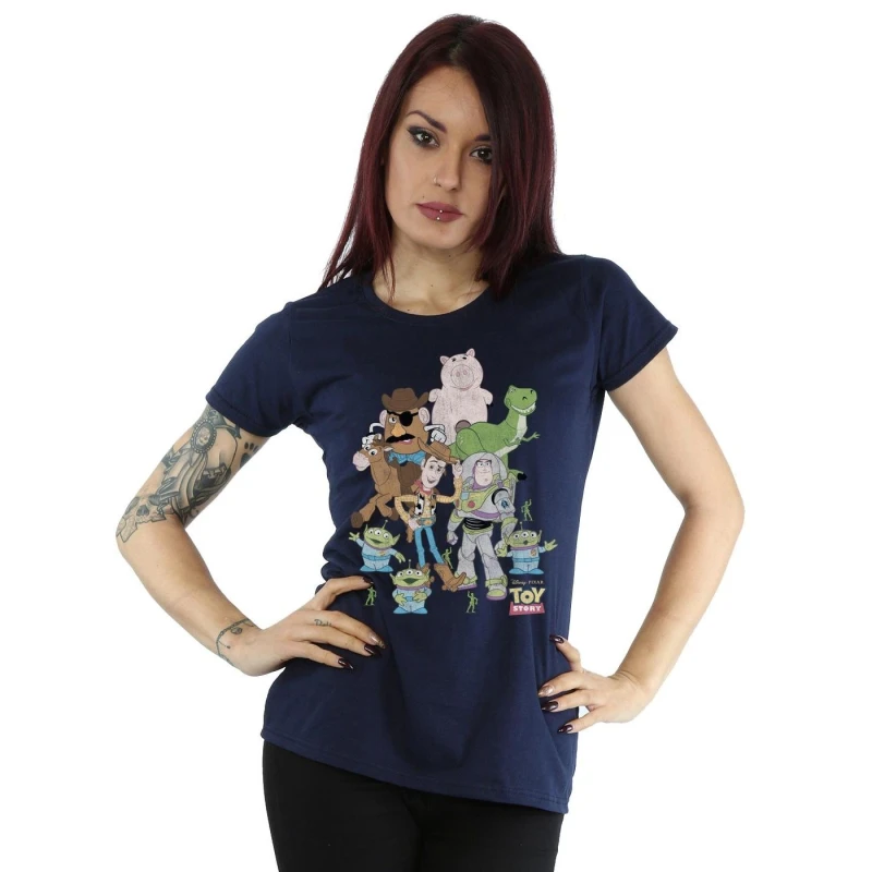 Image of Disney Toy Story Group Cotton T-Shirt Mid Navy female