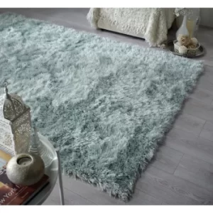 Image of Dazzle Modern Thick Silky Shiny Yarn Shaggy Rug in 80x150cm (2'6''x5'0''), Duck Egg