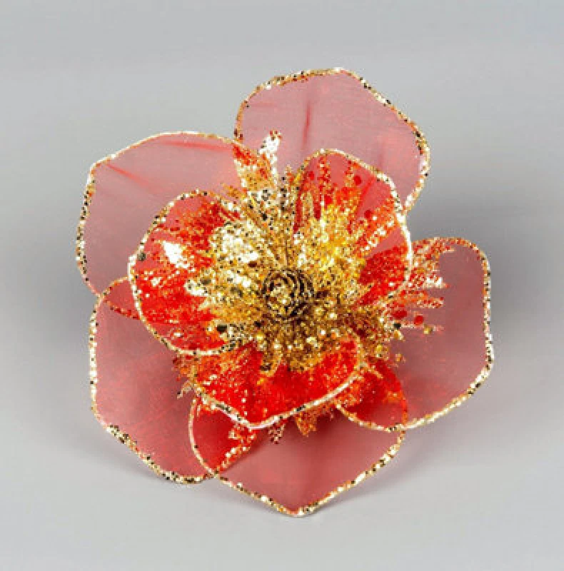 Image of Shatchi 15cm Poinsettia Flower Red - Christmas Tree Decoration Red