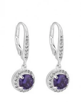 Image of Simply Silver Sterling Silver Cubic Zirconia Purple Clara Drop Earrings