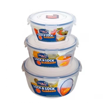 Image of Lock & Lock Lidded Bowls Container Set (Set of 3, 800ml 1.4L, 2.1L)