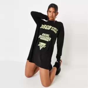 Image of Missguided MSGD Racing T Shirt Dress - Black