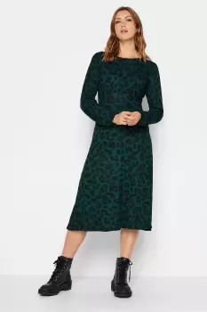 Image of Tall Long Sleeve Animal Print Midi Tea Dress