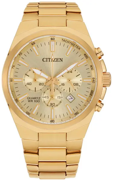 Image of Citizen Quartz Mens Chronograph Gold Plated Bracelet Watch