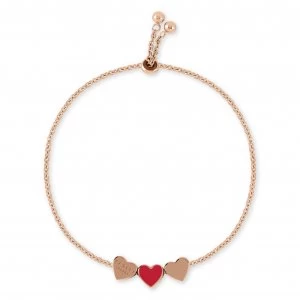 Image of Radley Hello Love Rose Gold Red Enamel Heart Charm Bracelet