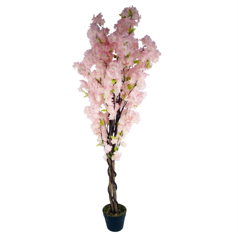 Image of Leaf Artificial Blossom Tree Pink 150cm 5ft Realistic Faux House Plant Fully Potted Botanik Pink