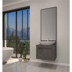 Image of 600mm Grey Wall Hung Countertop Vanity Unit with Basin and Mirror - Nerja