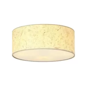 Image of Emibig Aston Black Cylindrical Ceiling Light with Brown Fabric Shades, 3x E27