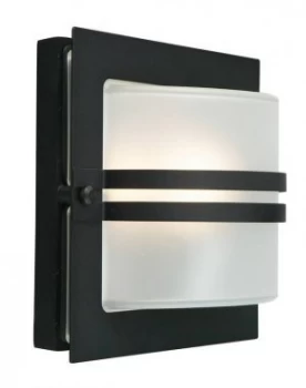 Image of 1 Light Outdoor Frosted Wall Light Black IP65, E27