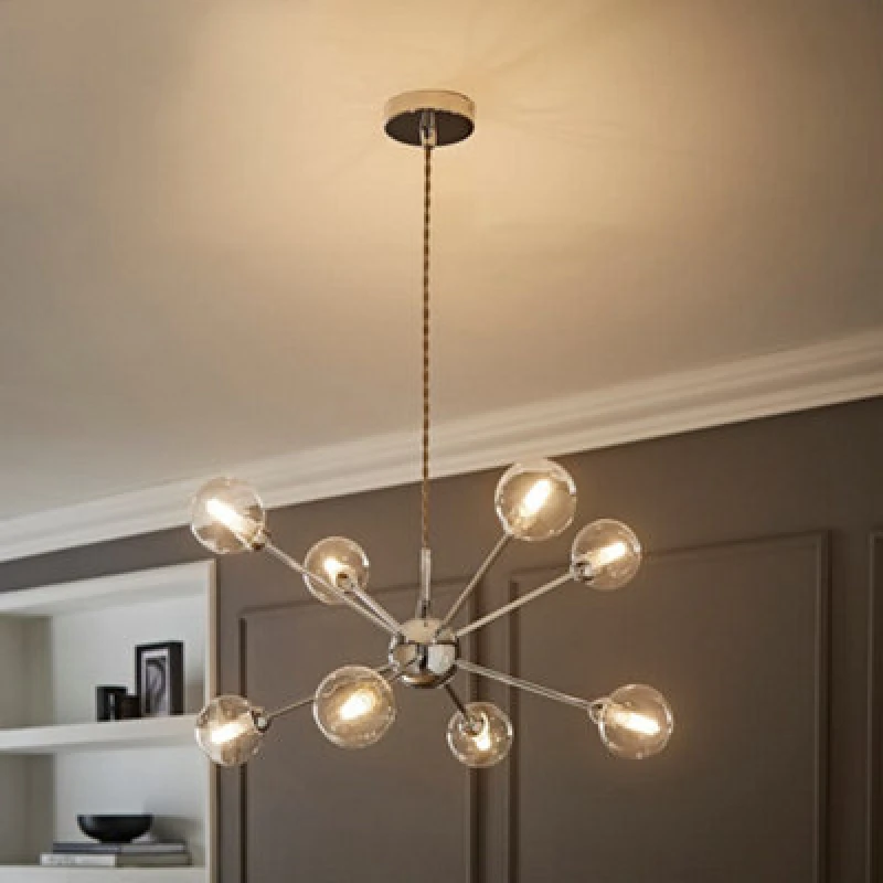 Image of ValueLights ValueLights Sputnik Adjustable Drop 8 Way Glass Globe Ceiling Pendant Light in Silver Silver One Size Unisex 5016529274865