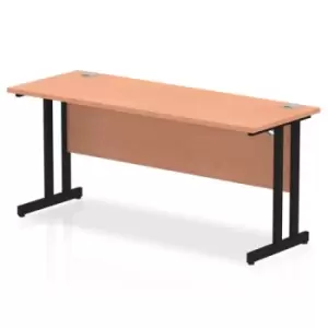 Image of Impulse 1600 x 600mm Straight Desk Beech Top Black Cantilever Leg