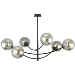 Image of Emibig Hunter Black Globe Ceiling Light with Graphite Glass Shades, 6x E14