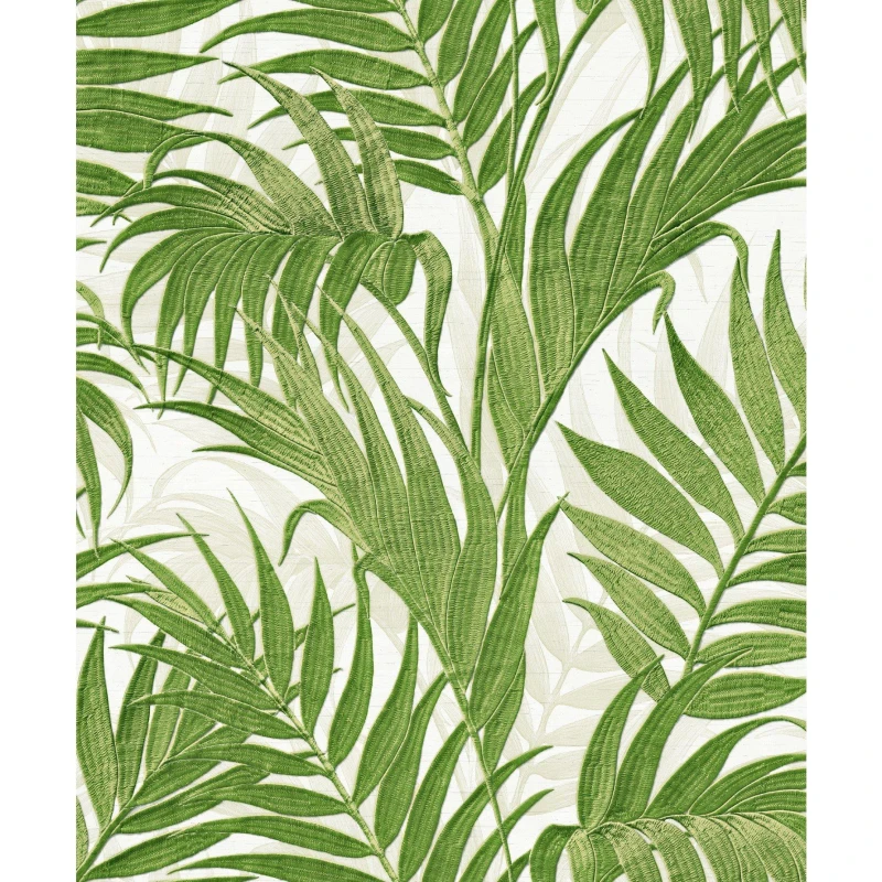 Image of Design ID DID Tropical Palm Leaf Green & White Wallpaper Wallpaper One Size Green 70538315000