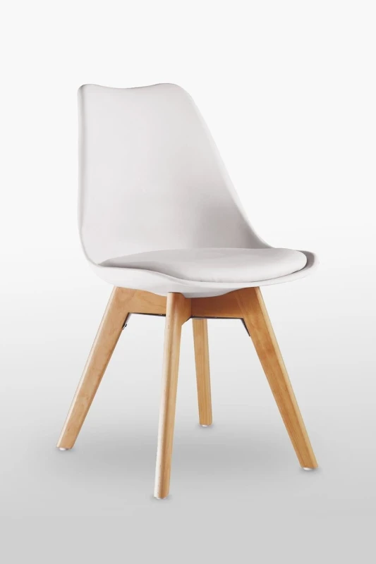 Image of Life Interiors Life Interiors Single Scandinavian Dining Chair with Leather Cushions Solid Wood Legs in White White One Size Unisex 5060385911228