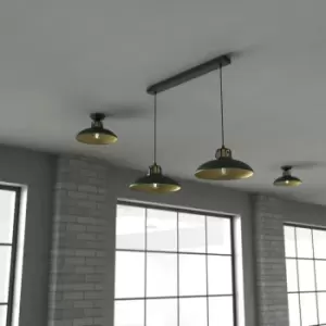 Image of Felix Green Double Pendant Lamp 2XE27 The Hand Made High Quality Fittings 29CM Shades Rugged Industrial Look