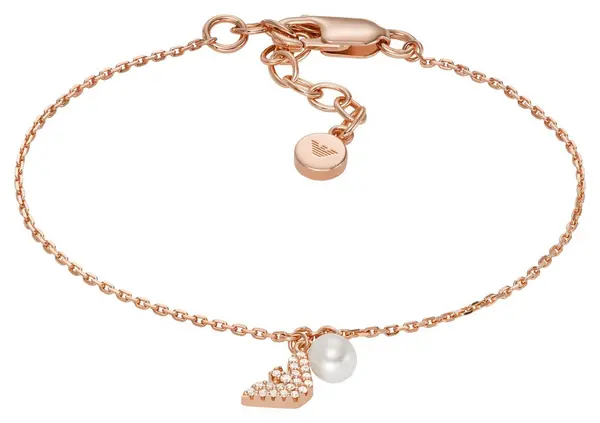 Image of Emporio Armani EG3575221 Logo and Pearl Bracelet Rose Gold Jewellery