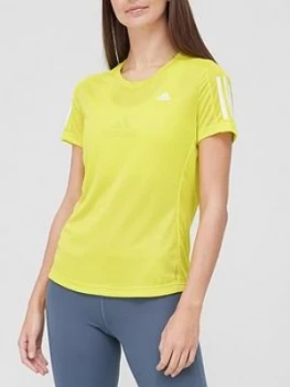 Image of adidas Own The Run T-Shirt - Yellow , Yellow, Size S, Women